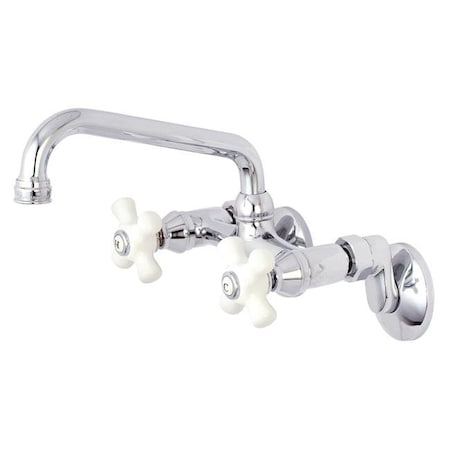 Kingston Brass KS613C 2-Handle Wall Mount Kitchen Faucet; Polished Chrome - 2.75 X 4.88 X 6.94 In.